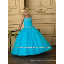 Turquoise beaded appliqued ruched ball gown flower custom-made girls pageant dresses CWFaf4882